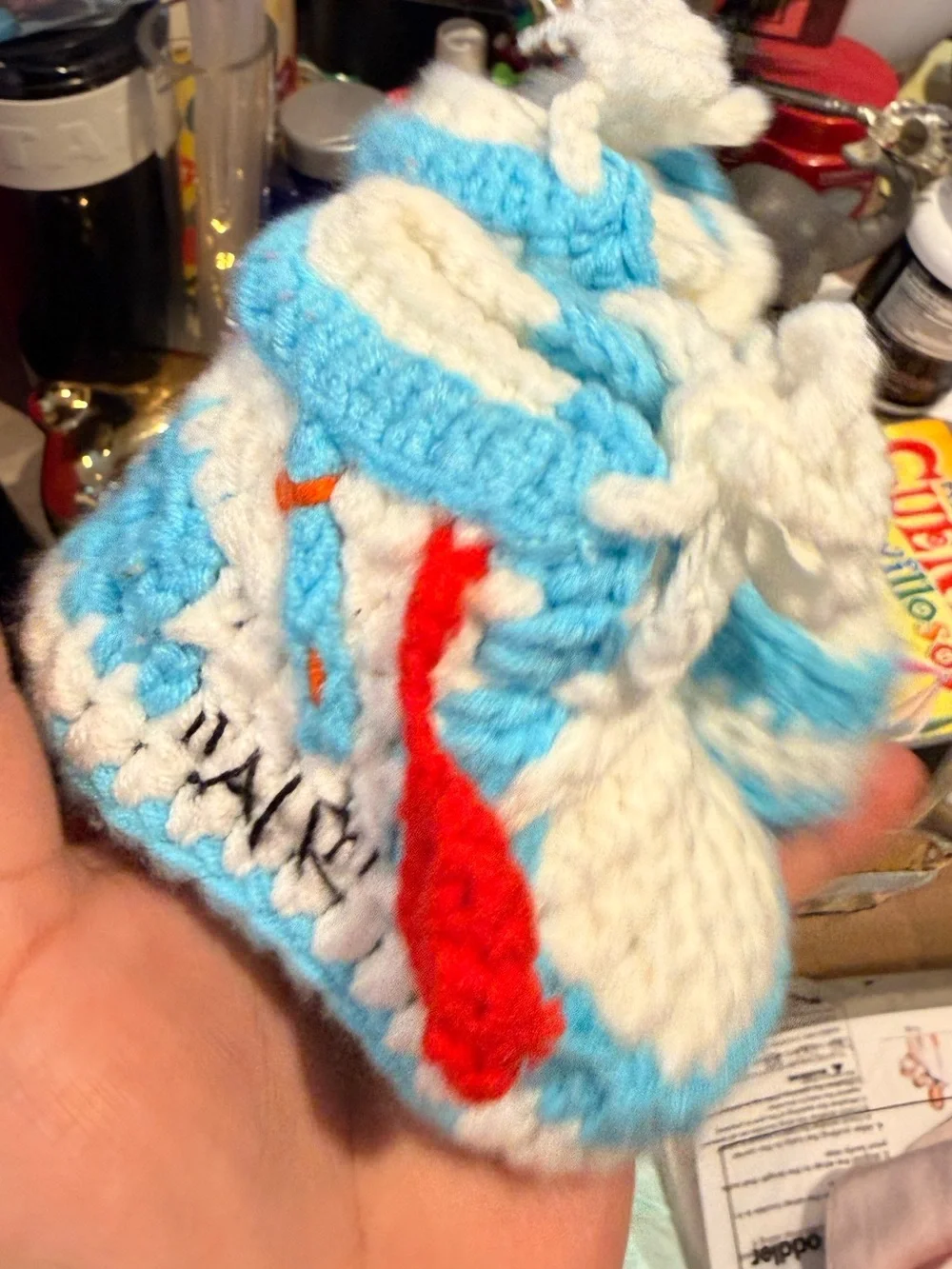 Nike Baby Booties in White, Light Blue & Red
